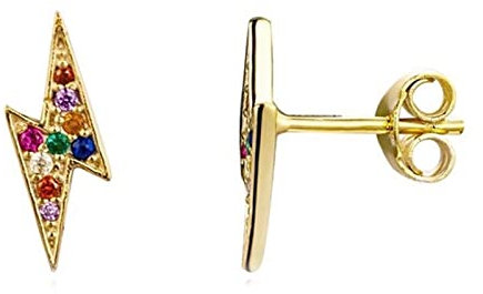 Ohrringe 12Mm, Tragus Ohrringe Männer Vergoldet Ohrstecker Blitz mit 925 Silberner Nadel Knorpel Piercing Ohr für Frauen