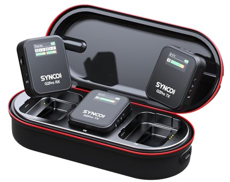 SYNCO G2A2 PRO Microphone Lavalier sans fil double canal pour DSLR, iPhone, Android et PC – Kit microphone sans fil pour appareil photo et streaming