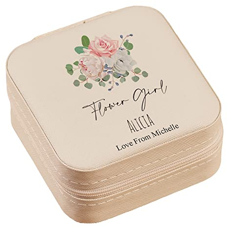 Personalised Flower Girl Jewellery Box Gift Floral Design