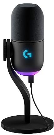 Logitech G Yeti GX Dynamic RGB Gaming Microphone with LIGHTSYNC, USB Mic for Streaming, Supercardioid, USB Plug and Play for PC/Mac - Black