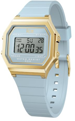 ICE-WATCH - Ice Digit Retro Tranquil Blue - Blaue Damenuhr mit Plastikarmband - 022058 (Small)
