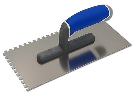 DEWEPRO® Zahnkelle 8x8mm Modell 3K mit 3-Komponenten-Handgriff - Zahnspachtel - Glättekelle gezahnt - Zahnung: 8x8mm - Zahnglättekelle