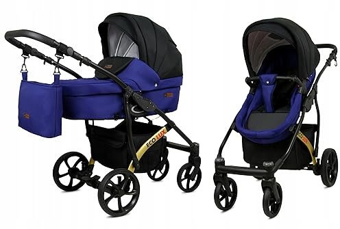 BabyLux® Bambimo Kinderwagen Set 2 in 1 - EcoLux - incl. Babywanne, Buggy Sportsitz - Kinderwagenset - Kombikinderwagen mit Wickeltasche, Regenschutz, Moskitonetz, Cupholder usw.