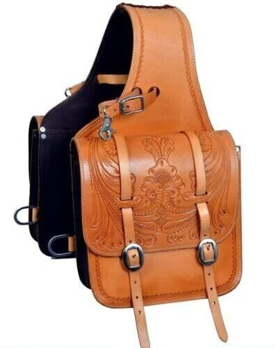 WILDRACE Western-Satteltasche aus Pferdeleder, strapazierfähig, für traditionelle Trail-Fahrten | Satteltasche | Pferdesatteltasche | Western-Satteltasche | Ledersatteltaschen für Pferde (STYLE-16)