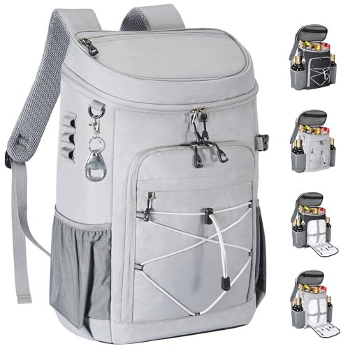 COW STAUNCH Kühlrucksack, 33 Dosen Rucksack Kühler Isoliert Auslaufsicher, Tragbar Leicht Strand Camping Picknick Thermorucksack Weiche Eistruhe Kühltasche Mittagessen Rucksack für Männer Frauen