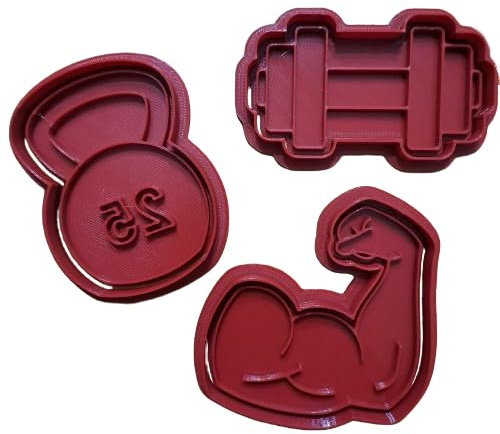 Tagliabiscotti.it - Set palestra - Body building - Fitness -Tagliabiscotti - Formina - Cookie Cutter per biscotti frolla o decorazioni torte in pasta di zucchero - Misura 8cm (lato lungo)