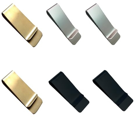 6 Pièces Pince à Billets, Pince à Billets Acier Inoxydable, Portefeuille Clips, Pince à Billets Réutilisable en Acier Inoxydable, pour Espèces, Cartes de Visite, Cartes de Crédit
