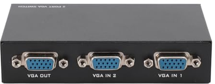Conmutador VGA, 2 Computadoras que Comparten 1 Dispositivo VGA Caja de Conmutador de Carcasa Metálica, Concentrador de Caja de Conmutador VGA 2 en 1 Salida para PC Soporte de