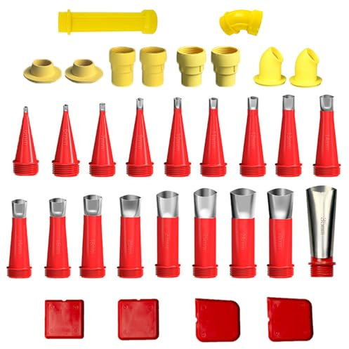 Universeller Integrierter Gummidüsen-Werkzeugsatz 2024 Neue Kartuschenspitzen Silikon Spitzen Silikonspritze Aufsätze Kartuschenspitze Silikondüsen Silikondüse(32PCS[6 Gummibasis])