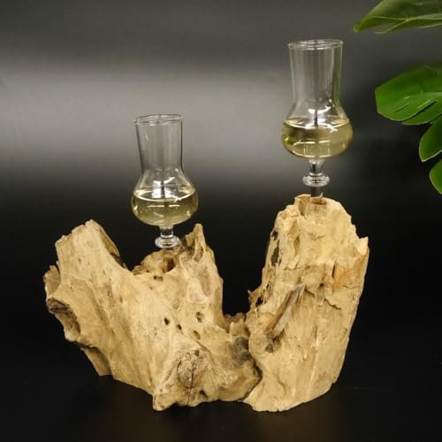 GTK - Geweihe & Trophäen KRUMHOLZ Schnapsanbieter 2 Gläser mit Stiel auf Wurzel Steckglas Set Schnaps Geschenk Neu 27.60.1.49