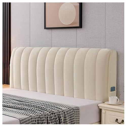 YUEZHONG Bettkopfteilbezug, Samt-Bettkopfteilbezug for Queen-Size-Betten, Gesteppte, Dicke Kopfteilpolsterung, Schutzbezug, Schlafzimmerdekor, Waschbar(Beige,180x75cm/71x30in)