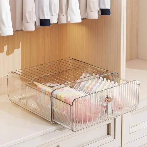 MSHOMELY Unterwäsche Organizer Schublade Aufbewahrung stapelbar Kunststoff Schublade Organizer mit Trennwänden Aufbewahrungsschublade für BHs Socken Krawatten Gürtel Babykleidung, ohne Fächer