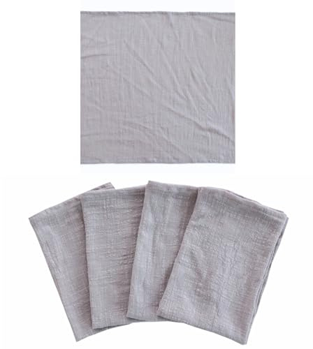 CosyAurora Soft Cotton Cloth Square Napkins, Washable Fabric Napkins, Set of 4, Size 45x45cm, Dinner Wedding Party Table Decoration (Light Grey)