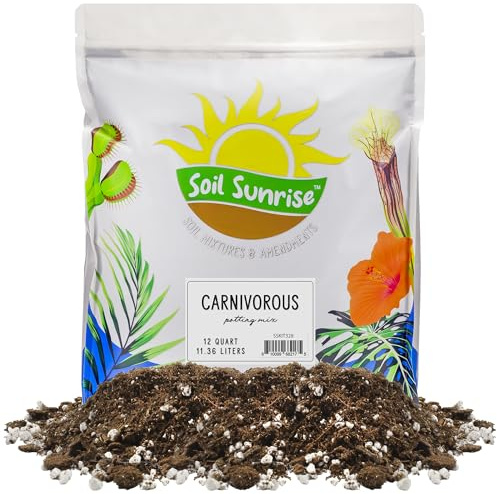 Soil Sunrise Carnivorous Plant Potting Soil Mix (12 Quarts) Custom Blend for Venus Fly Traps, Sundews, and Pitcher Plants