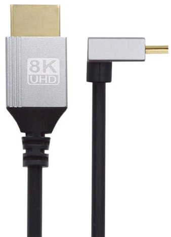 xiwai Cable HDTV ultrafino de 90 grados en ángulo hacia arriba Mini HDMI 2.1 Tipo-A a tipo C 8K 4K Hiper Cable delgado súper flexible para cámara HDTV 0.5m/1.5ft