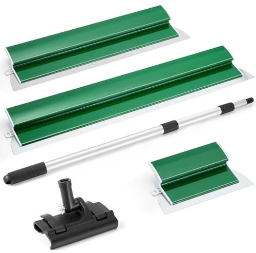Ricyea Set med ytspatel, 3 delar Spatelverktyg och 0,7 m till 1,57 m teleskopstång med adapter, utjämningsspatel-kit för professionella tillämpningar (250 mm, 600 mm, 800 mm)
