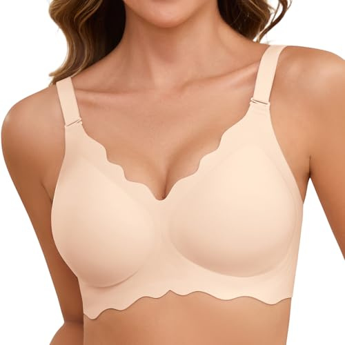 TOMEEK Reggiseno Senza Ferretto Donna Reggiseni Senza Cuciture Comodo Reggiseno Push Up Imbottito Bralette Cinghie Regolabili Comfort Spalline Removibili(Colore della Pelle,M)
