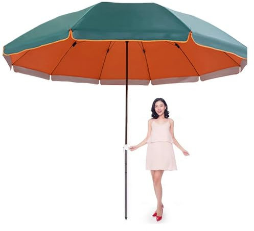 Parasol de Jardin Rond, Parasol de Table d'extérieur, Cadre en Acier, Parasol de Marché avec 8 Baleines Robustes, Parasol pour Terrasse de Jardin, Pelouse et Piscine (Vert foncé)(2.40m/8ft)