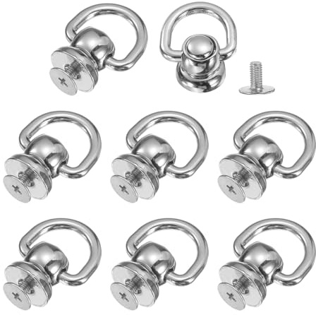 QUARKZMAN Remaches de Bola de Metal Anillo D, 8 Piezas Botones de Cabeza de Poste de Bola 360 Rotables Remaches con Tornillo para Conector de Cadena de Bolso DIY Artesanías en Cuero (Gris)