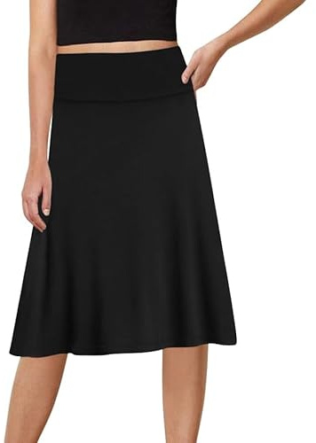 Sweet Hearts A-Line Midi Skirts for Women- Black Skirt Womens Knee Length
