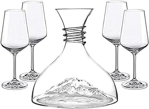 DEFBOW Glass Decanter Whiskey Decanter Wine Decanter Red Wine Decanter- Mouth Blown Crystal Glass Elegant Schnapps Decanter Set