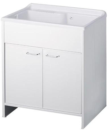 Mobile lavatoio con doppia anta in pvc colore bianco 80x50X85H cm - Artemio