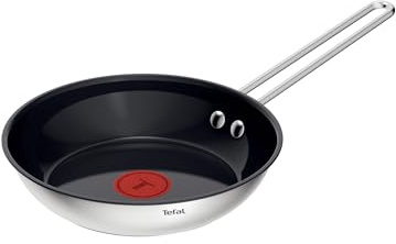 Tefal Nordica Edelstahl-Keramikpfanne 20 cm, Antihaftversiegelung, integrierter Thermo-Signal Temperaturanzeiger, geeignet für alle Herdarten (Gas, Elektro, Keramik, Induktion), Edelstahl, H8710255