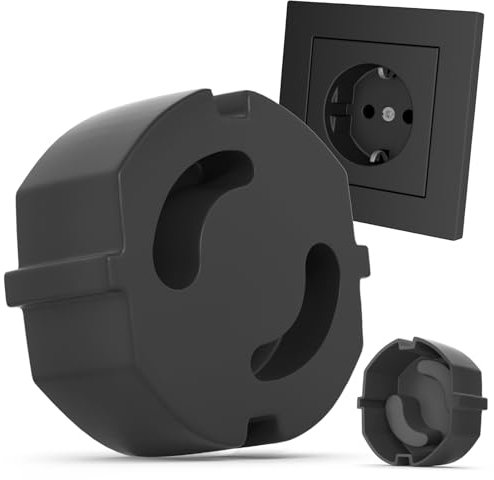REDTRON 20×Copriprese per Bambini, Copripresa di Sicurezza per Neonati e Bambini, protezione contro le scosse elettriche, Protezione Prese Corrente con senza colla, Nero