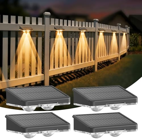 DANCINGBOAR Pack 4 apliques solares exterior para, luces led exterior solar con luz blanca cálida y RGB & 6 colores, IP65, ideal jardín, terraza, vallas, paredes