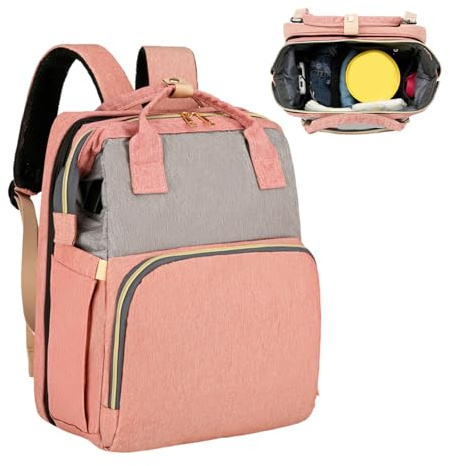 Wickeltaschen-Rucksack | Wickel-Rucksack, großes Fassungsvermögen, tragbares Reisezubehör zur Aufbewahrung von Kleidung, Spielzeug und Flaschen, rose, Refer to description
