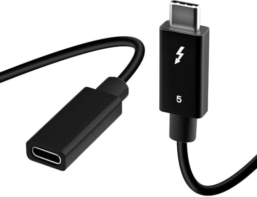 Mcbazel Cable Alargador USB-C Thunderbolt 5.0, Macho a Hembra, Carga Rápida 240W y Transferencia de 80Gbps Datos, Transmisión de Vídeo 8K/16K@60Hz, Compatible con Thunderbolt 4/3, USB 4.0, 0.8m