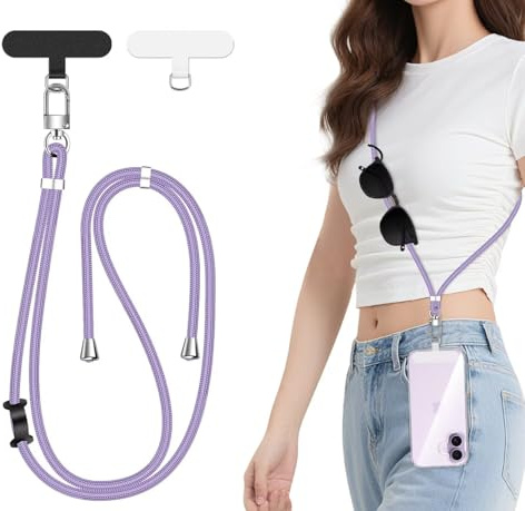 iVoler Cordino per Cellulare Universale con 2 pezzi Patch | Regolabile e Rimovibile Cordino Tracolla per Telefono, Adatto per iPhone Samsung Xiaomi e Qualsiasi Custodie per Smartphone