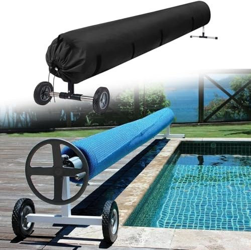 Housse De Protection pour Enrouleur Solaire De Piscine, 16FT/18FT Bâche De Protection en Tissu Oxford pour Enrouleur, Couvertures Étanche, Anti-Vent/Pluie/Poussière/UV pour Jardin, Piscine