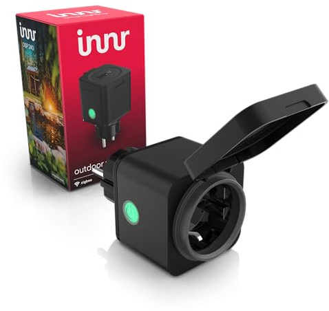 Innr Zigbee Smart Außensteckdose, Funktioniert mit Hue* und Alexa, Outdoor Smart Plug, Zigbee Repeater, Garten Steckdose mit Strommessung, IP54 Wasserdicht - 1 Stück