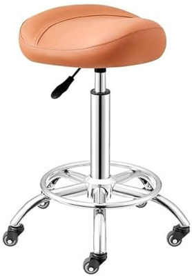 Ergonomisk sadelpall rullstol med hjul, justerbar hydraulisk höjd, perfekt för kontor och sminkstudior