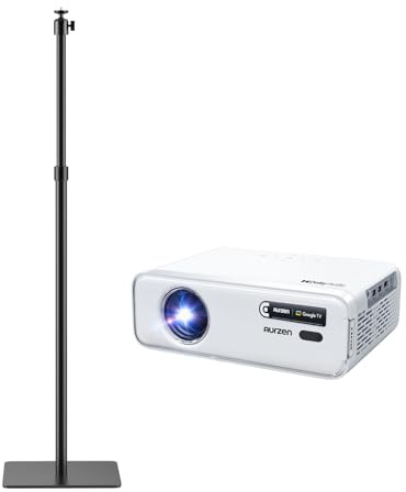 Aurzen EAZZE D1G Google TV Smart Projector + Adjustable Floor Stand, 4K Supported, Auto Focus & Keystone, Dolby Audio, Native 1080P, Portable for Home & Office