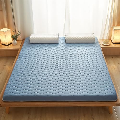 Generisch Klappmatratze Futon Matratze, 5cm Dick Gäste Boden Matratze Tragbar Rollmatratze Tatami Matratze für Einzelbett, Doppelbett, Schlafsaal, Schlafzimmer, Mietwohnung,Blau,120x190cm
