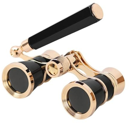 Opernglas 3x25 Vintage, Kompakt mit Kette & Verstellbarem Griff - Elegantes Geschenk für Oper, Theater, Konzerte(Black1)