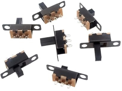20 pièces/lot 50V 0,3A SS12F15 Interrupteur à glissière unipolaire à double direction noir, adapté aux projets d'électronique de puissance DIY, G6 1P2T, poignée à bascule de 6 mm.(Handle length 5mm)