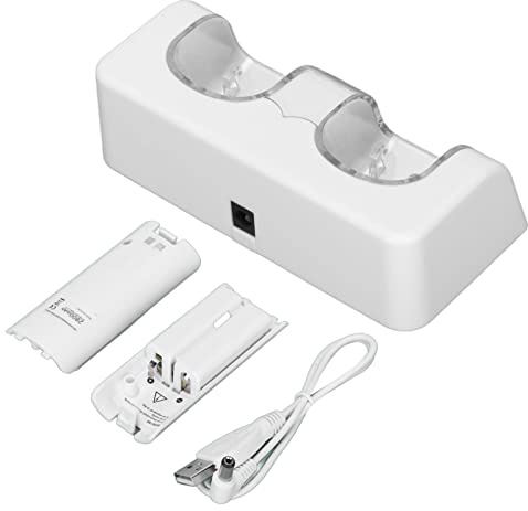 Generic Estación de Carga Dual para Estación de Carga de Batería Recargable de, Conexión de Alimentación Conveniente, para Jugadores y Entusiastas (White)