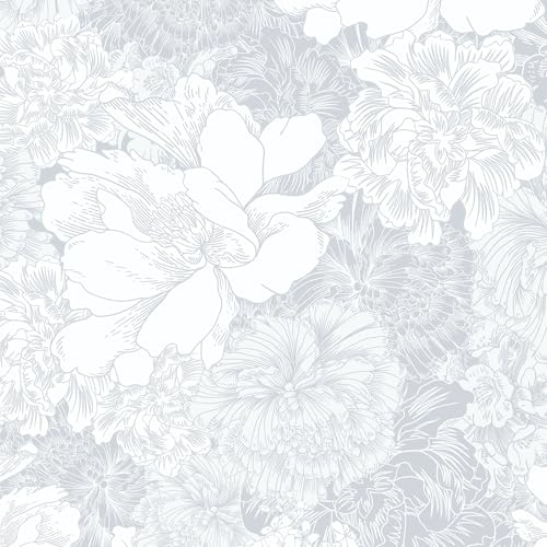 Yomshi självhäftande film möbler boho blomma tapet grå möbelfolie 44 x 300 cm blomma vinylfolie självhäftande tapet för skåp vägg sovrum vattentät avtagbar lätt att applicera