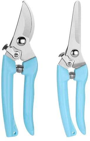 WUWYOUWL 2PCS de tijeras de flor de acero inoxidable con bloqueo (Azul)