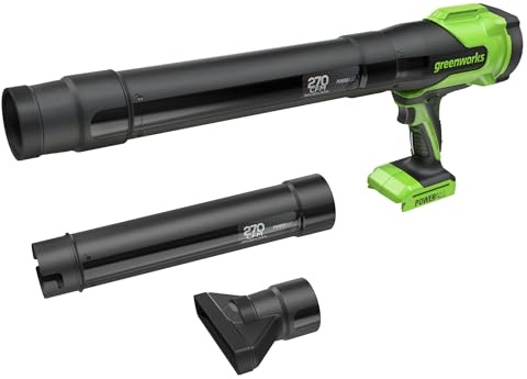 Greenworks 24V Soffiatore per Foglie a Batteria, 209km/h 7,65m³/min Potente da Giardino & Auto, Leggero & Compatto, Velocità Variabile con Blocco, Senza Batteria BLH22SA1