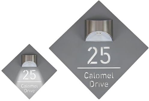 Custom House Numbers Plaques with Solar Light- illuminated house number signs -Weatherproof Solar Door Number-Door Number Plaques for Wall- Modern House Signs for Outside Wall- Solar House Number Sign