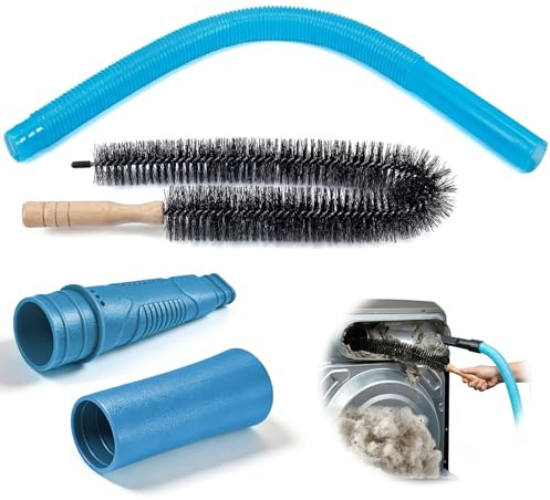2 PCS Tumble Dryer Cleaning Hose Kit,Vacuum Attachment for Lint Removal | Slim 19mm Nozzle & Flexible Guide Wire, Fits Hoover & Most Vacuums, Energy Saving Dryer Vent Cleaner for Homes