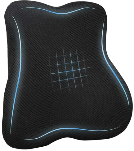 Mokuyary - Cojín dorsal (40 x 40 x 11 cm, cojín de apoyo, soporte lumbar, para oficina, silla, sillón, cama y sofá), color negro