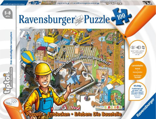 Ravensburger 00517 - tiptoi®: Puzzlen, Entdecken, Erleben - Baustelle - 100 Teile Puzzle (ohne Stift)