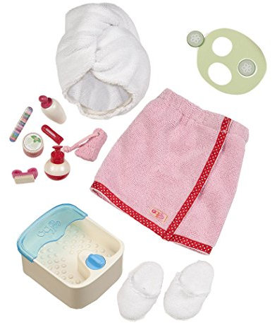 Our Generation – Salon-Set – Fußbad, Handtuch und Gurkenmaske – 46 cm Puppenzubehör – Rollenspiel – Spielzeug für Kinder ab 3 Jahren – Spa Day