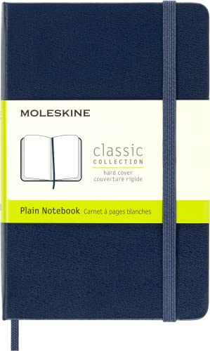Moleskine Classic Anteckningsbok, hårt omslag, ficka (8,9 x 14 cm), olinjerade sidor, safirblå, 192 sidor