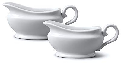WM Bartleet & Sons 1750 TSET31 Set of 2 Mini, Individual Traditional Porcelain Gravy and Sauce Boats 90ml, White